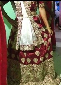 Elegant Maroon & Gold Embroidered Lehenga Choli