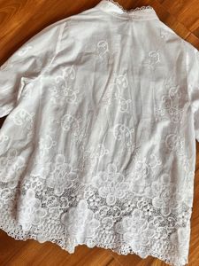 White Embroidered Cotton Blouse