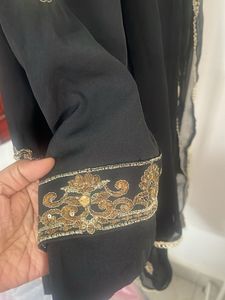 Elegant Black Embroidered dress material