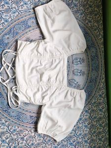 Chic White Ruched Crop Top