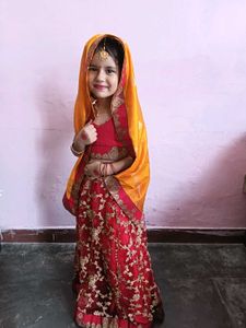 Red &amp; Yellow Embroidered Lehenga Choli Set