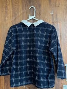 Chic Plaid Collared Top