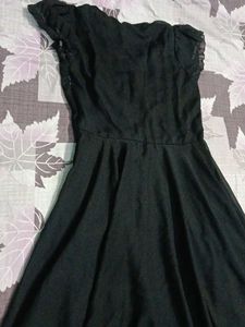 Black Flutter Sleeve V-Neck Dress