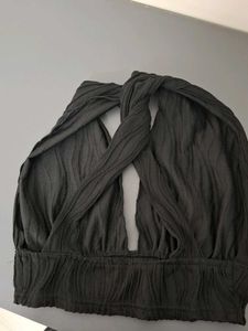 Textured Deep Neck, Backless Top