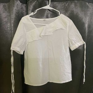 Chic White Ruffle Sleeve Top