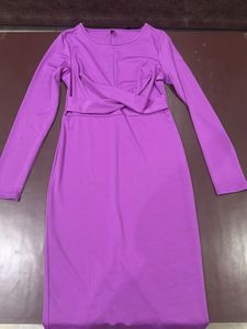 Newme Elegant  Purple Long Sleeve Dress