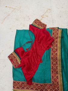 partywear Beautiful Teal Saree with Deer Motif