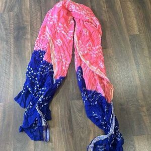 Pink And Blue Shaded Bandhani Cotton Dupata