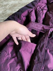 Elegant Purple Puffer Jacket with Belt