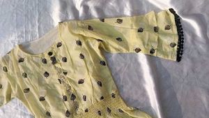 Lemon Yellow Printed Top