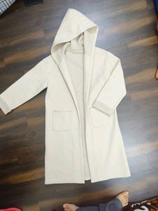 White Over Coat With Hoddie