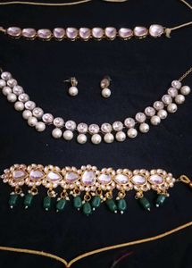 Elegant Kundan &amp; Pearl Jewellery Set