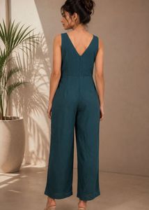 Elegant Teal Ruffle Jumpsuit