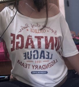 Vintage League Graphic asymmetrical T-Shirt