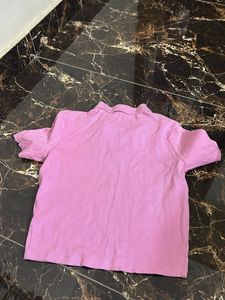 Pink Collared Short Sleeve Top