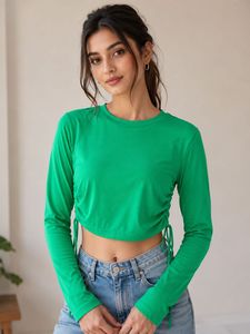 H&M Long Sleeves Tie Back Green Top