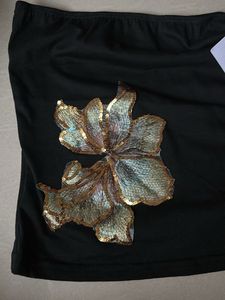 Sparkly Floral Strapless Top