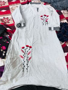 Elegant Grey Embroidered Kurta Set