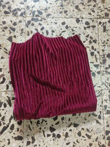Burgundy Velvet Striped Palazzo Pants