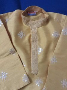 kids's Yellow Kurta Sequin Work without chudidar