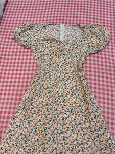 Cute Floral Print Midi Dress