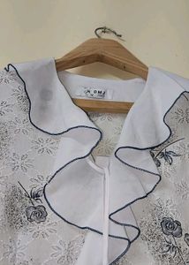 White Floral Ruffle Blouse
