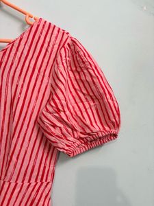 Pink Striped Midi Dress