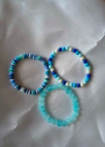 Blue &amp; White Beaded Bracelet Set