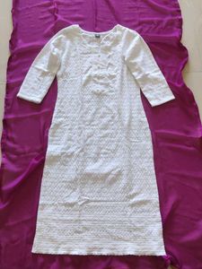 White Pure Cotton Kurta | Full Self Chicken Work |