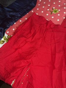 Elegant Red Kurta Set with Golden Motifs