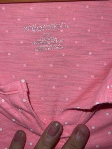 Pink Polka Dot Long Sleeve Top