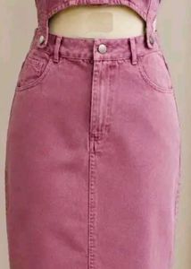 Mauve Denim Maxi dungri Skirt Set
