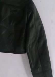 Faux Leather Cropped Jacket