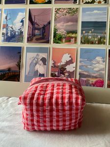 Cute Red Gingham Cosmetic Bag