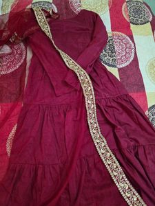 Elegant Maroon Kurta Set with Dupatta