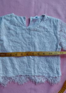 White Lace Crop Top For Girls- 4 To 6 Years