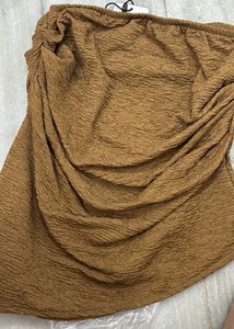SHEIN Brown Ruched Strapless Top
