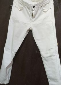 Off White Colour Jeans For Girl