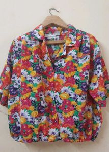 Colorful Floral Print Button-Up Shirt