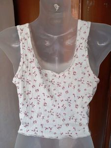 Cute Floral Print Crop Tank Top