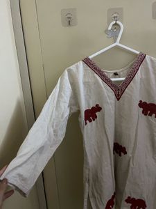 Embroidered Elephant Kurta