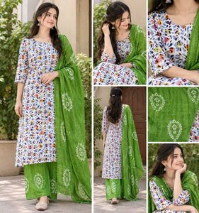 Vibrant Floral Print Kurta Set with Dupatta
