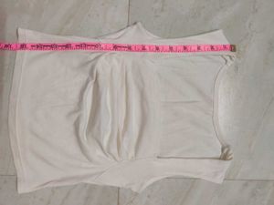 Cream Ruched Square Neck Tank Top