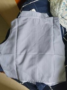 Striped Sleeveless Collared Shirt