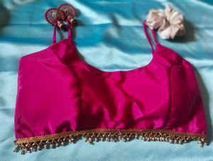 pink blouse with lace padded