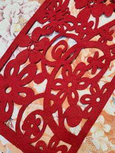 Red Floral Cutout Table Runner