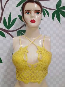 (485)Yellow Lace Bralette