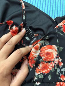 Black Floral Print Sundress