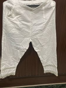 Elegant White Lace Trimmed Pants