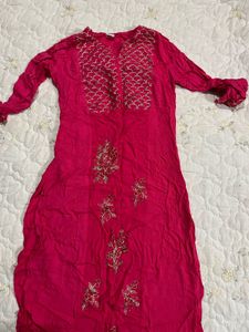 Embroidered Pink Kurta